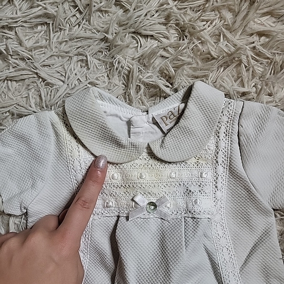 *SOLD* Paz Rodriguez Baby Shortie Formal One Piece Outfit - 1M Crochet Lace Bow - Picture 6 of 12